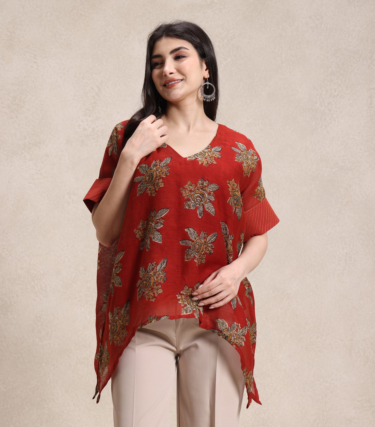 Maroon Red Kaftan Top