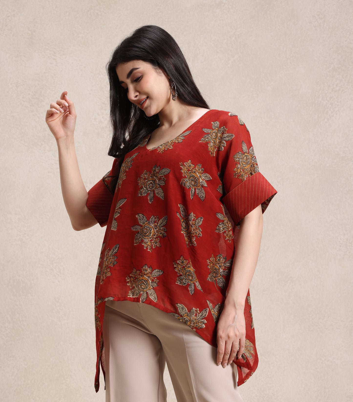 Maroon Red Kaftan Top