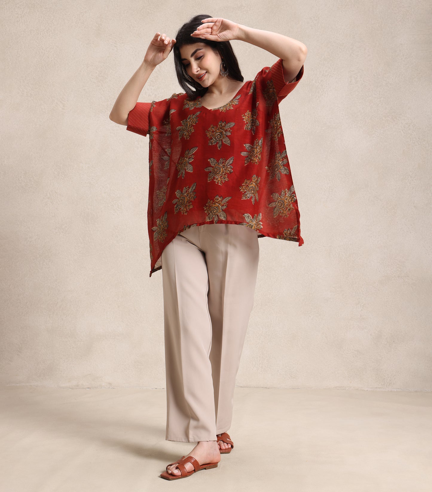 Maroon Red Kaftan Top