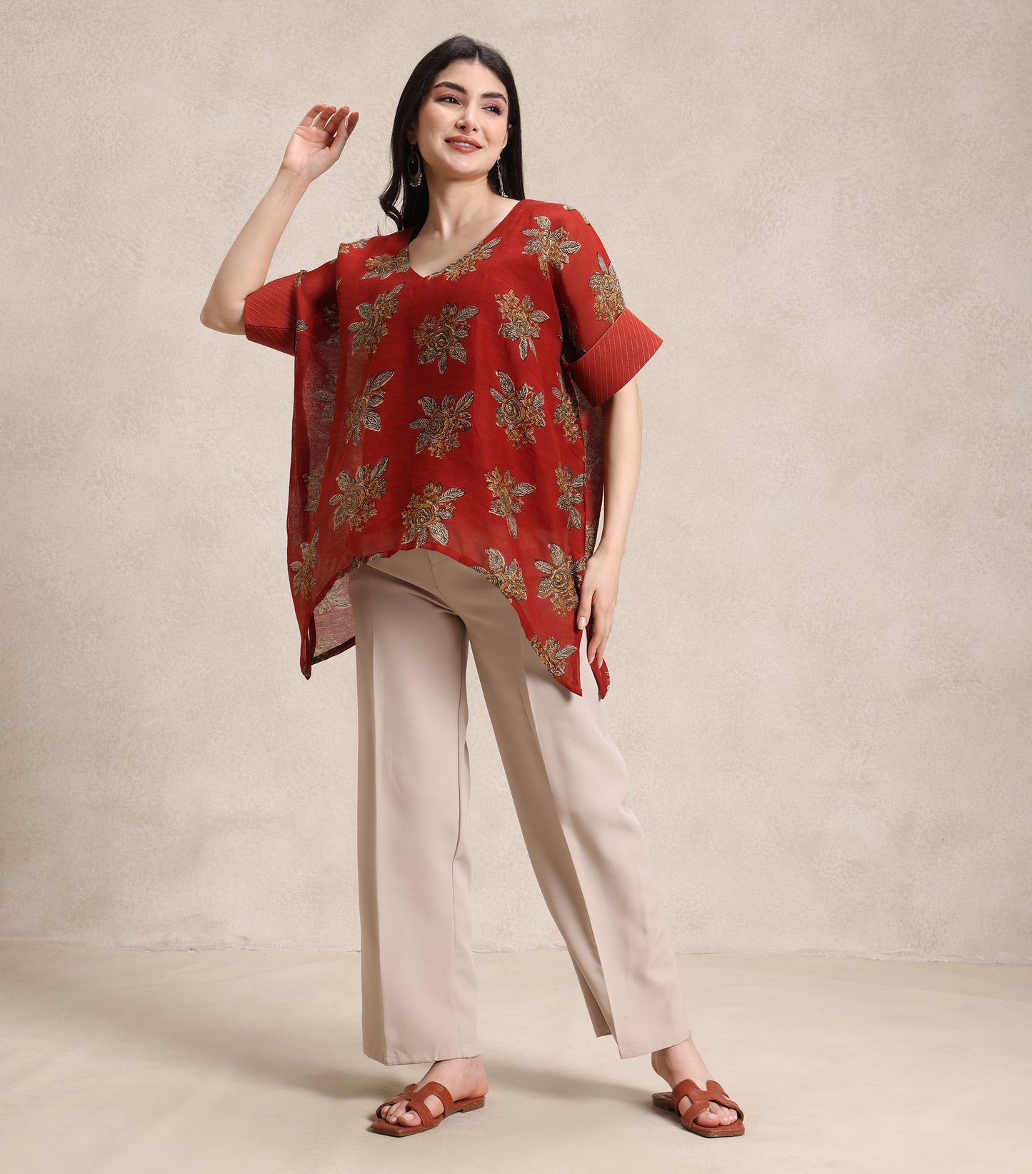 Maroon Red Kaftan Top