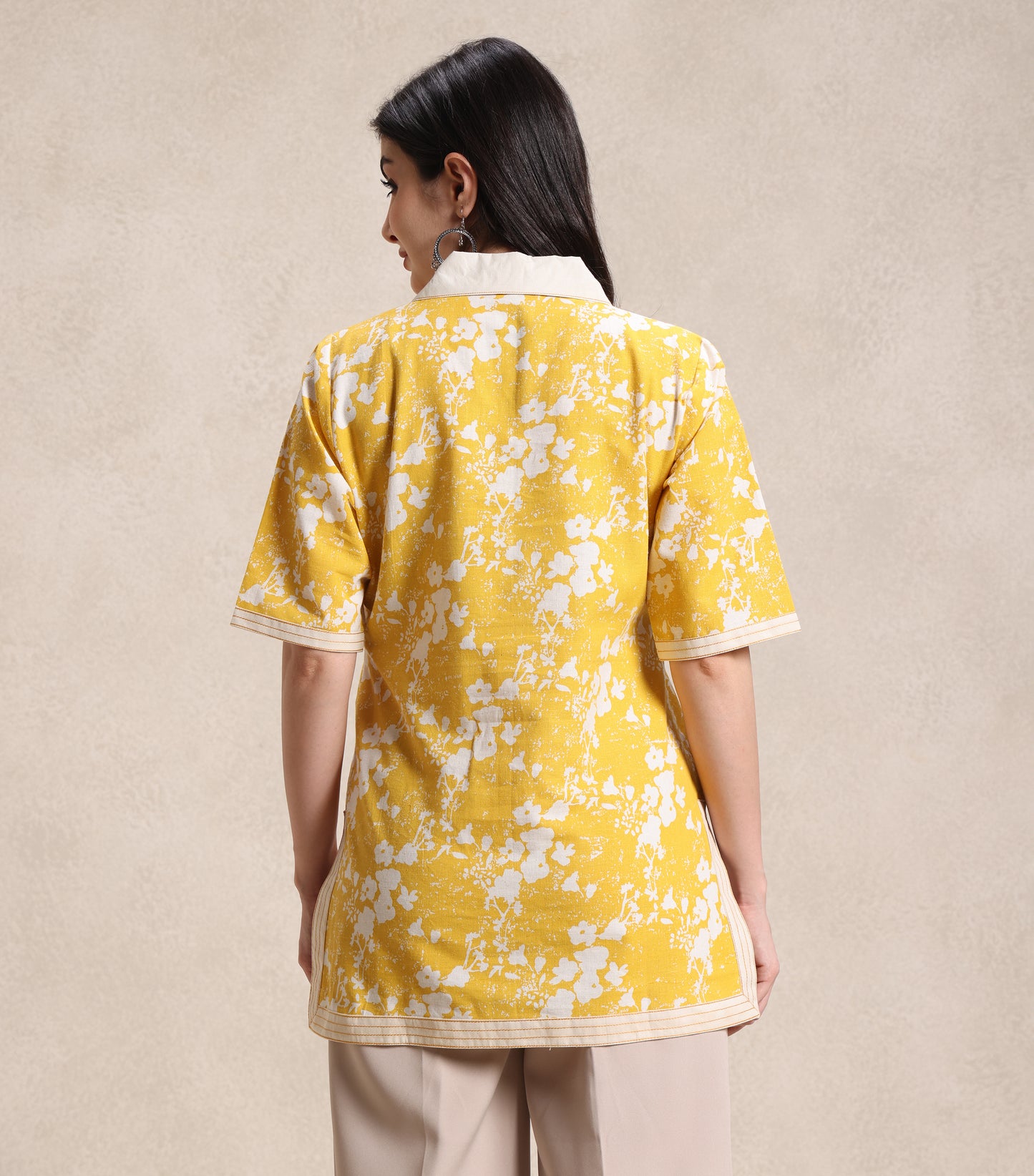Yellow and Off White Top