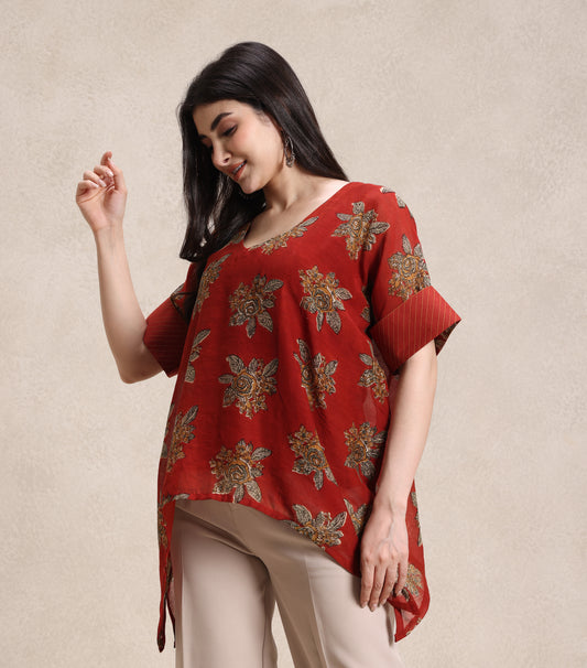 Maroon Red Kaftan Top