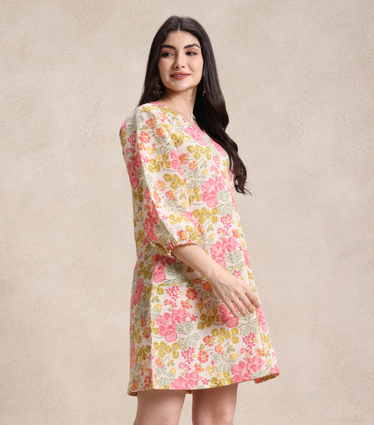 Multicolored Linen Dress